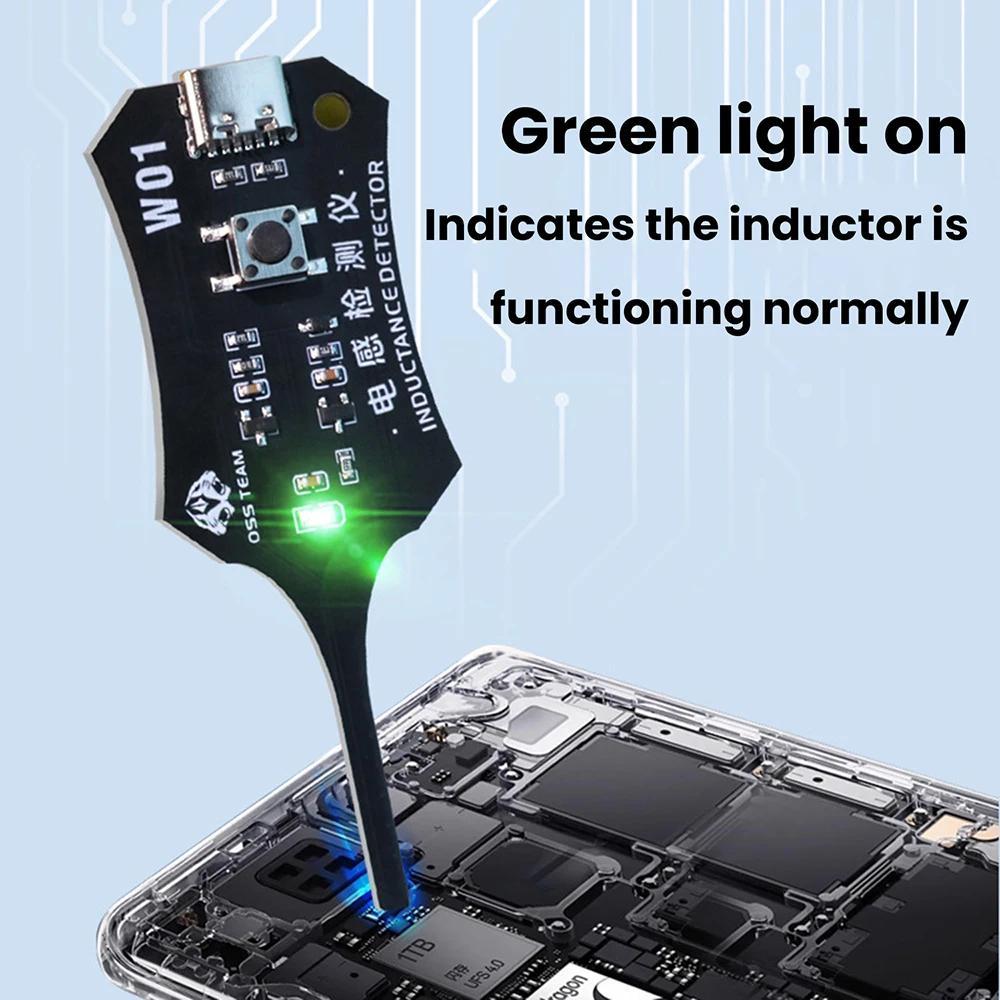 1/2 Packs Portable Mini Inductor Tester for Quick Fault Detection– Fast & Lightweight Electronic Circuit Board Inductor Detector for Mobile Phone Motherboard Component Repair, Type-C Powered High Precision Mainboard Coil Testing Tool