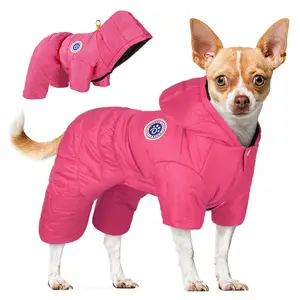 Warm Dog Jacket Vest, 4-Leg Coverage Windproof Warm Dog Vest Outdoor Ice Skating Pet Clothing for Small Medium Dogs