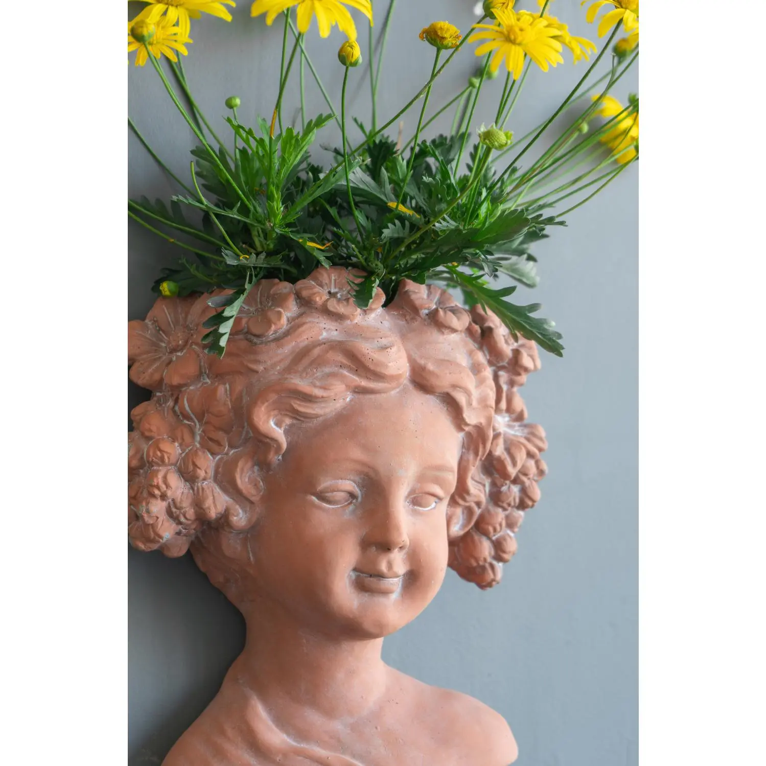 Classical Head Shape Cement Bust Planter, 7.9x3.9x9.1 in, 4.8lbs Brown Wall Planter - Versatile Use for Indoors/Outdoors, Enhances Garden Home Improvement Supplies