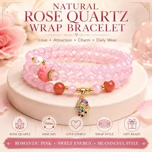 Rose Quartz Wrap Bracelet, Pink Crystal 108 Bead Bracelet with Charm for Love, Self Love, Romance, Heart Chakra, Calming Energy, Gift for Her, TikTok Made Me Buy It, SummerWins DealsForYouDays money