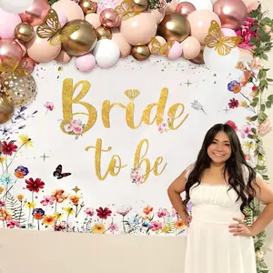 Bride to Be Backdrop Wildflower Bridal Shower Decorations Spring Floral Wedding elorette Party Decor Wildflower Love is in Bloom Bridal Shower Party Supplies