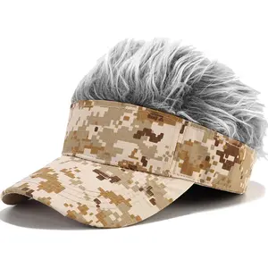 Mens Adjustable Spiked Wig Visor Cap Baseball Sun Hat with Fake Hair
