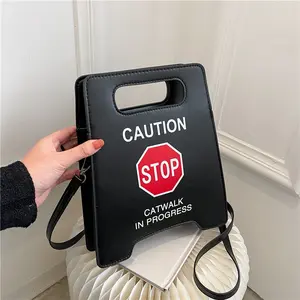 Shoulder Bag for Women Caution Stop Sign Catwalk in Progress Funny Purse Messenger Bag Shoulder Crossbody Bag for Women