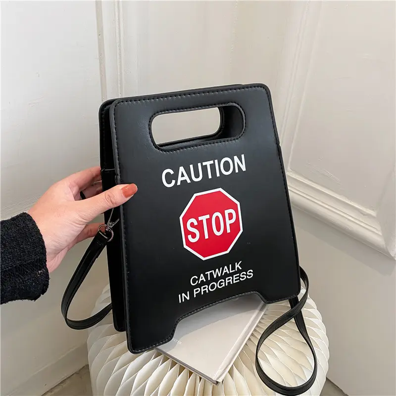 Shoulder Bag for Women Caution Stop Sign Catwalk in Progress Funny Purse Messenger Bag Shoulder Crossbody Bag for Women