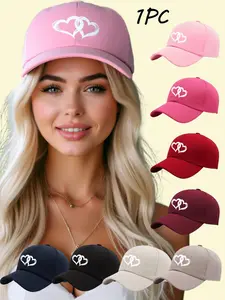 Unisex Heart Print Baseball Cap, Adjustable, Casual Fashion Accessory, Face Covering, Easy to Wear, All Seasons, Sports Leisure Style