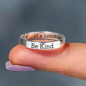 Unisex Be Kind Ring For Women Creative Inspire Ring For Teen Girls The Best Friend Of The Sisters In The Sorority Inspirational Stainless Steel Rings Friendship Gift Jewelry Suitable for Thanksgiving K264