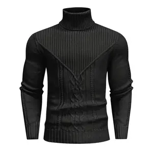 Men's Mature Casual Vintage Twisted Turtleneck Knit Pullover