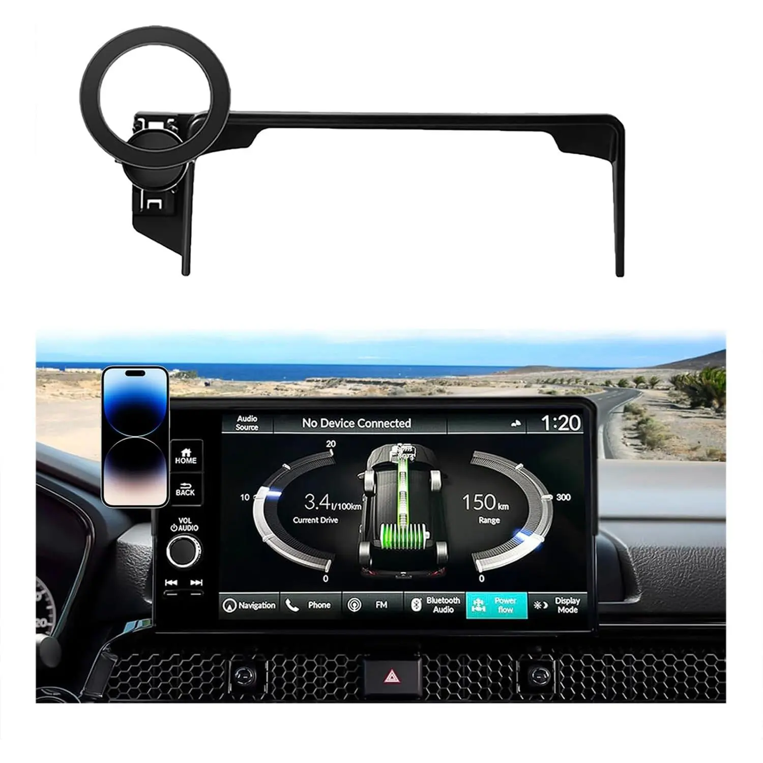 Car Phone Holder for Honda CR-V 2023 2024 2025 2026 & HR-V 2023 2024 2025 2026 Accessories, Compatible MagSafe, 360 °   Rotation, Super Strong Magnetic Attraction(for 9/7 inch Screen only)