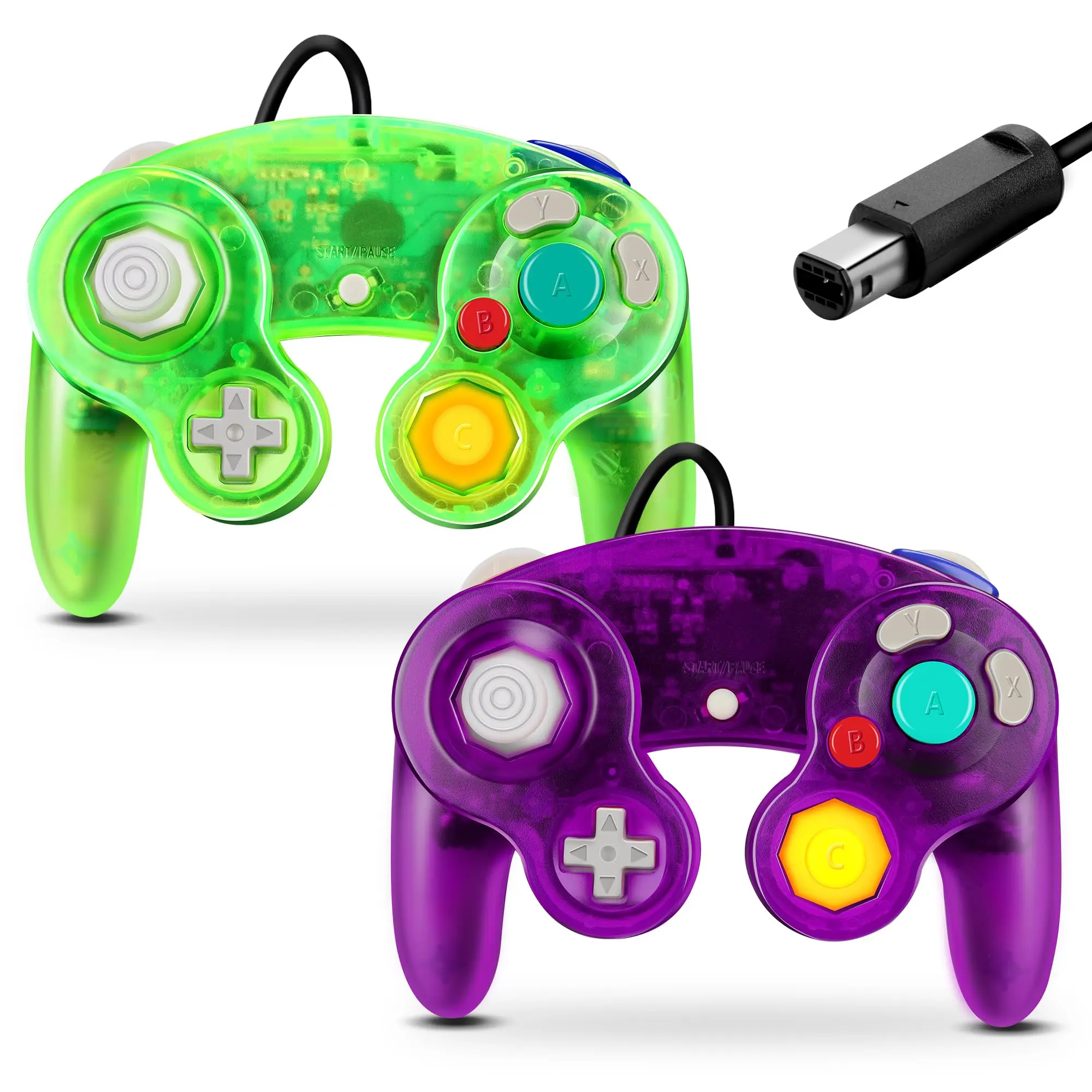 Gamecube Controller  Classic Wired For Wii (clear Purple & Clear Green-2pack)