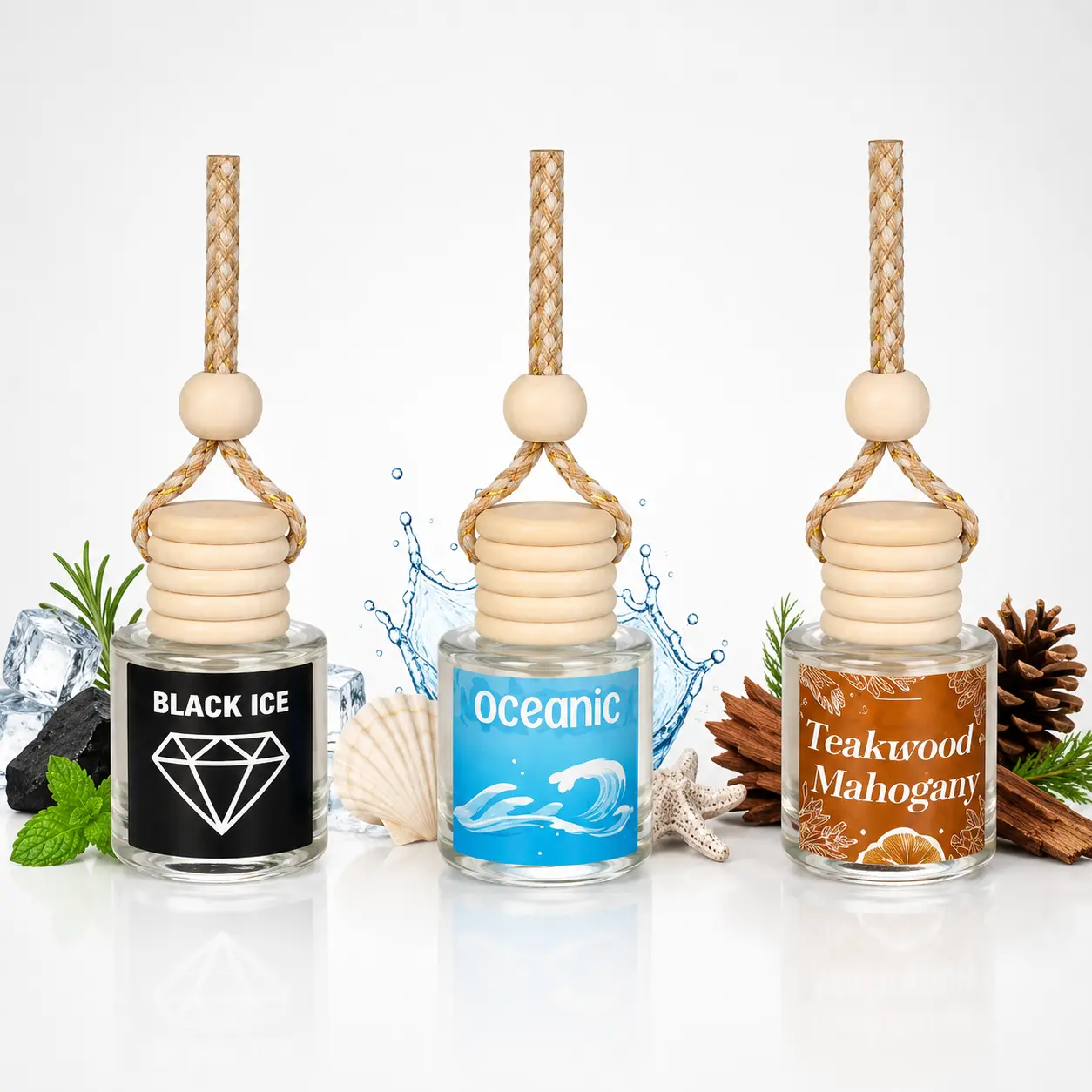 3-Pack Car Air Freshener Hanging Diffuser, Car Aroma Diffuser, Liquid Fragrance Freshener for Vehicles, Long-Lasting Scent Eliminator
