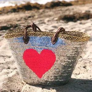 Moroccan Silver Sequin Hot Pink Beach Tote Bag
