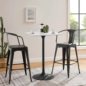 Modway Lippa 28" Square Bar Table in Black White