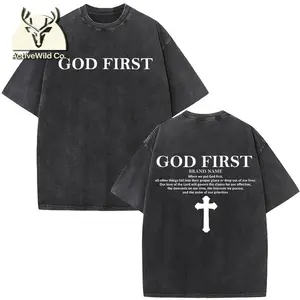 Christian Jesus Christ Club Bible Verse Vintage Washed T-shirts Men Women Fashion Retro Oversized T Shirts Cotton Gothic T-shirt
