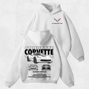 Corvette C7 Hoodie, Vintage Sports Car Graphic Sweatshirt, Muscle Car Pullover Gift