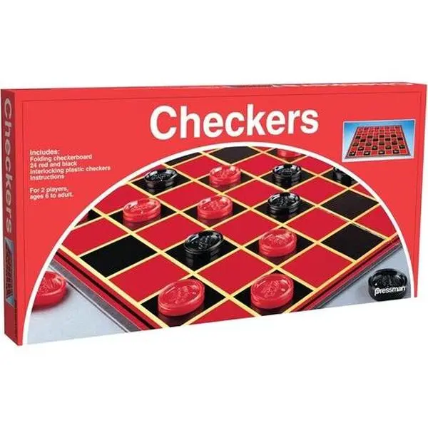 Pressman Checkers Game - Classic Unisex Table Top Game with Folding Board, Ages 4+