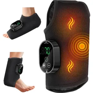 Foot Massager for Neuropathy Plantar Fasciitis Pain Relief, Cordless Heated Vibrating Cloud-Soft Ankle Wrap Feet Massage, Portable 2H Run Time, 6 Heats, 3 Modes, Auto-Off Timer, 1pcs