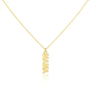 18K Gold Plated Flat Mama Pendant Necklace