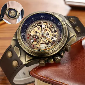 Automatic mechanical watches, luxury classic watches for men, vintage skeleton boutique watches, casual fashion and gifts