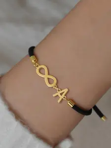 Vintage Infinity Symbol Initial Bracelet, Stainless Steel Adjustable Rope Bracelet for Women & Girls, Fashion Jewelry for Party, Daily Decor, Trendy All-match & Exquisite Jewelry for Birthday Gift