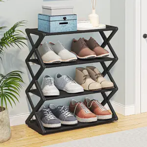 4-layer Stackable Shoe Organizer Storage Rack, 1 Count Tube Shoe Shelf, Home Organization, Shoe Rack Organizer, Organizer Storage Supplies for Household Home, Room Accessories, Organizing, Furniture, Design