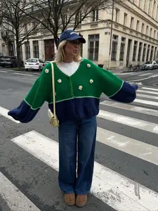 Women's Vintage Fashion Sweater Coat, High-End Loose-Fitting Floral Knit Cardigan, Versatile All-Season Outerwear, Womenswear