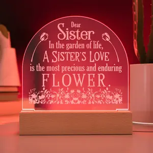 Dear Sister...Engraved Acrylic Dome Plaque with LED base