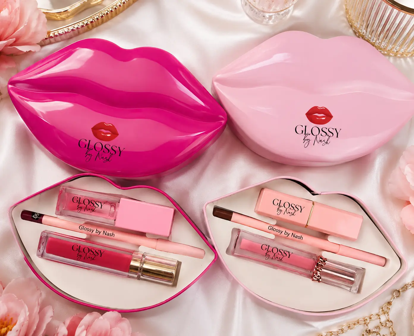 Glossy by Nash 3-in-1 Lip Kit- Lip Gloss, Lip Liner & Matte Lipstick