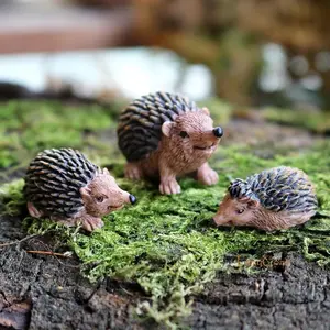 Fairy Garden Miniature Animals Mini Hedgehogs Figurines Set Cute Resin Forest Animal Figures Woodland Bonsai Desktop Ornaments