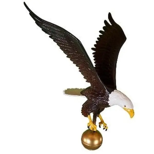 Large Natural Color Handcrafted Flagpole Eagle Statue, Home Decor Figurine for Home Supplies, Hand