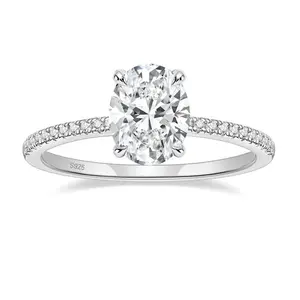 3CT 925 sterling silver engagement ring oval cut cubic zirconia CZ wedding promise ring, perfect for her stunning wedding ring, suitable for women's Christmas gifts