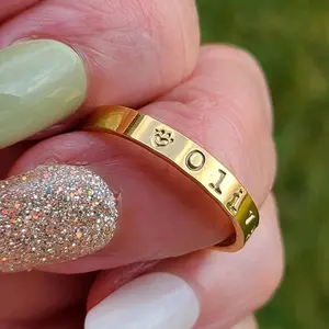 Pet Name 10.94 Original Price $21.89 - Personalized Dog Name Ring & Cat Name Ring - Custom Design with Gold Band