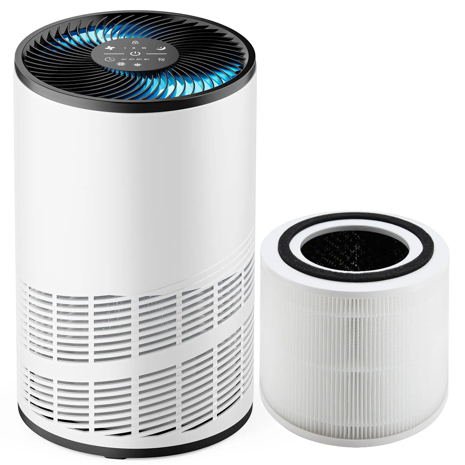 Air Purifier with An Replacement HEPA Filter, Portable Air Quality Monitor, Covers Up to 1200ft², 360°Outlet, 25dB Sleep Mode