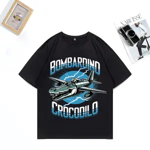 Italian Brainrot Funny Meme Graphics T shirt men gifts Bombardiro Crocodilo vintage clothing Street Hip Hop comfort color shirts