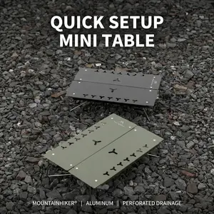 Portable Aluminum Mini Table for Hiking and Camping Quick Setup Picnic Desk with Drainage Holes