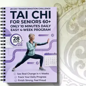 Senior & Beginner Tai Chi Practice Manual, Spiral Bound, Gradual Daily Exercises, Gentle Movements for Fitness, Training, Step-By-Step Guide