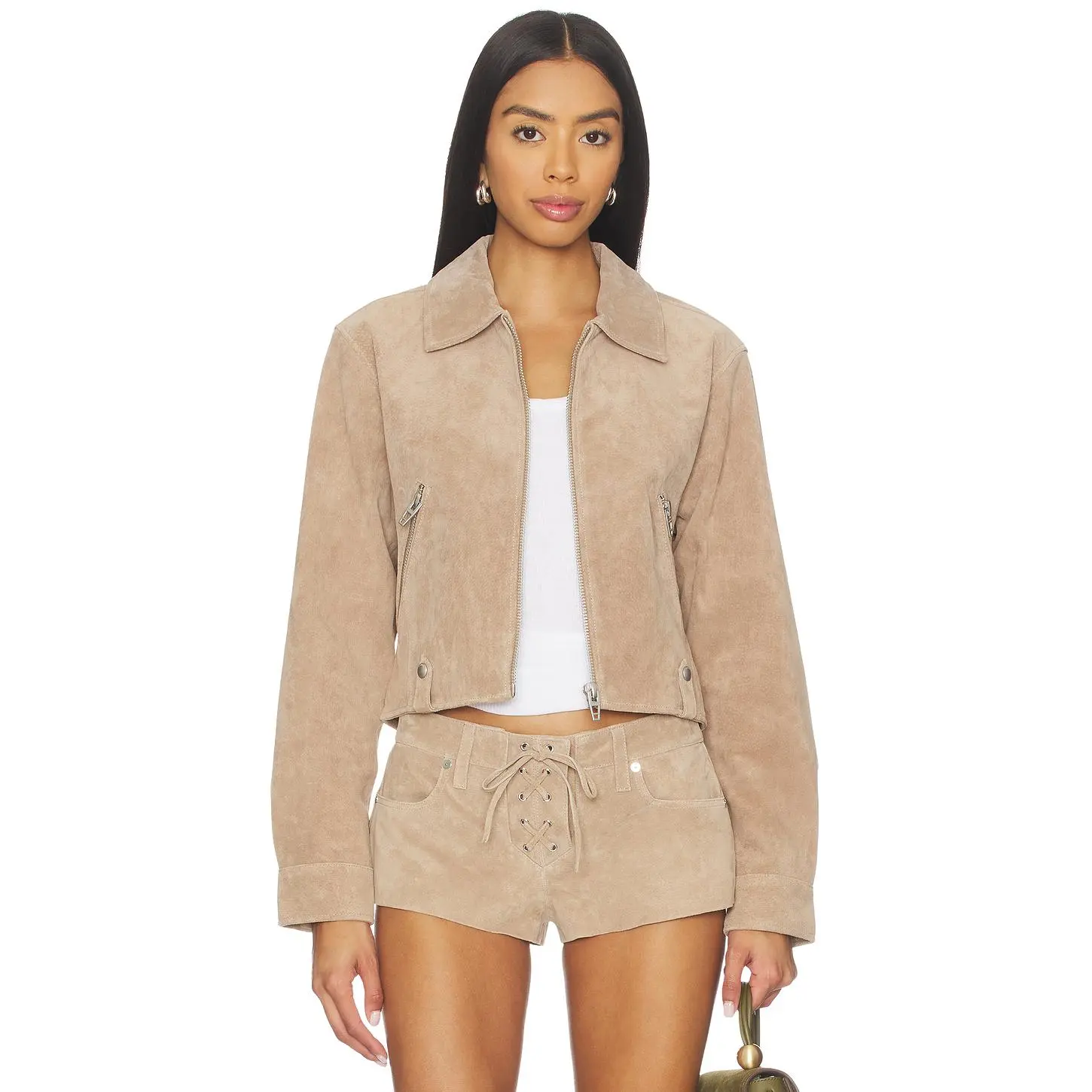BLANKNYC Cropped Jacket in Latte Frappe