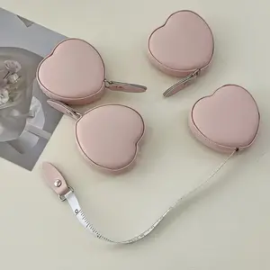 1pc, Household Clothing Tape Measure, Pink Heart Tape Measure, Soft Leather Tape Measure For Cutting, Waist Measurement, Portable Mini Tape Measure, Retractable Tape Measure, Durable Tape Measure