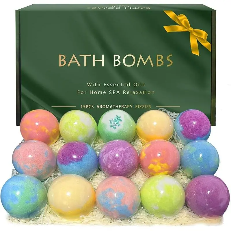 15 Pcs Handmade Scented Foam Fizzies Bath Bombs - Luxury Soothing Gentle Cleanser with Shea & Coco Butter Moisturizer for Dry Skin, Lavender & Lemon Aroma, Valentine’s Day Gift for Women’s Body Care, Luxury Gentle Cleanser