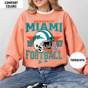 Comfort Colors Miami Football Sweatshirt, Vintage Miami Football Crewneck, Retro Miami Shirt, Miami Florida Football Gift,Dolphin Sweatshirt