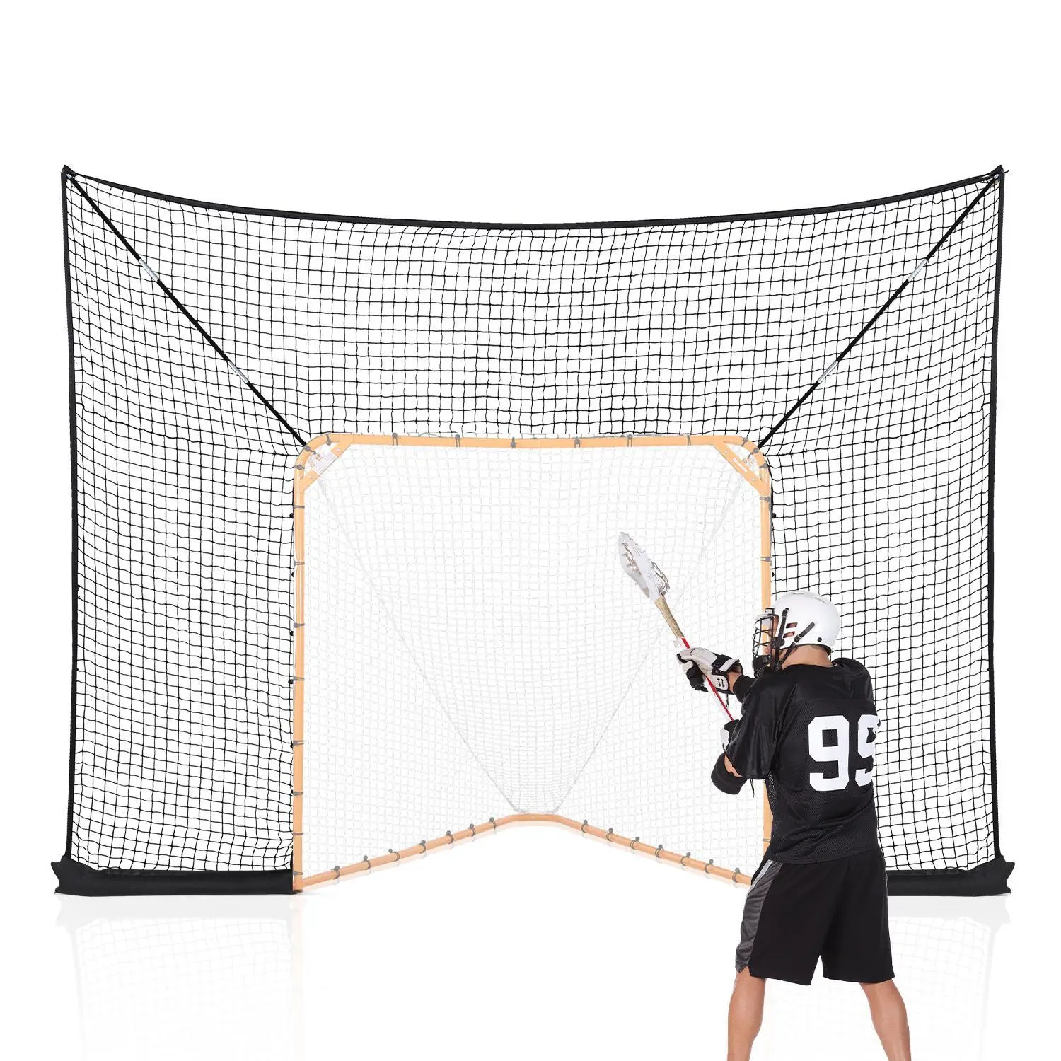 VEVOR Hockey and Lacrosse Goal Backstop, 12x9 ft Lacrosse Net with Extended Coverage, Quick Easy Setup Complete Accessories Training Net, Backyard Lacrosse Equipment, for Youth Adult (NET ONLY)#BacktoSchool