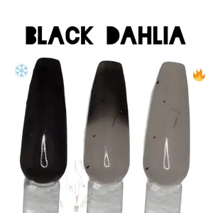 Black Dahlia | Thermal Color Change Nail Dip Powder, Black Flower Nail Dip for Nail Art