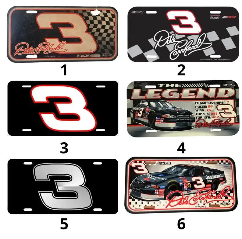 [Dale Earnhardt #3, Goodwrench Racing & Signature Vibe] Dale Earnhardt Signature #3 Goodwrench Aluminum License Plate, Racing 2D Flat Front Car Tag, Motorsport Vehicle Vanity Decor