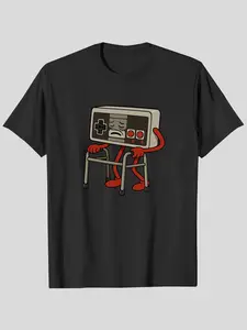 graphic t-shirts for men's clothing,Men'S And Boys Retro, Vintage Gaming Pattern T-Shirt, Fun Old Video Game Console Design, Black Casual T-Shirt, Short Sleeves, Crew Neck, Machine Washable T-Shirt