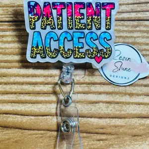 Patient Access Pink And Blue Animal Print Badge Reel