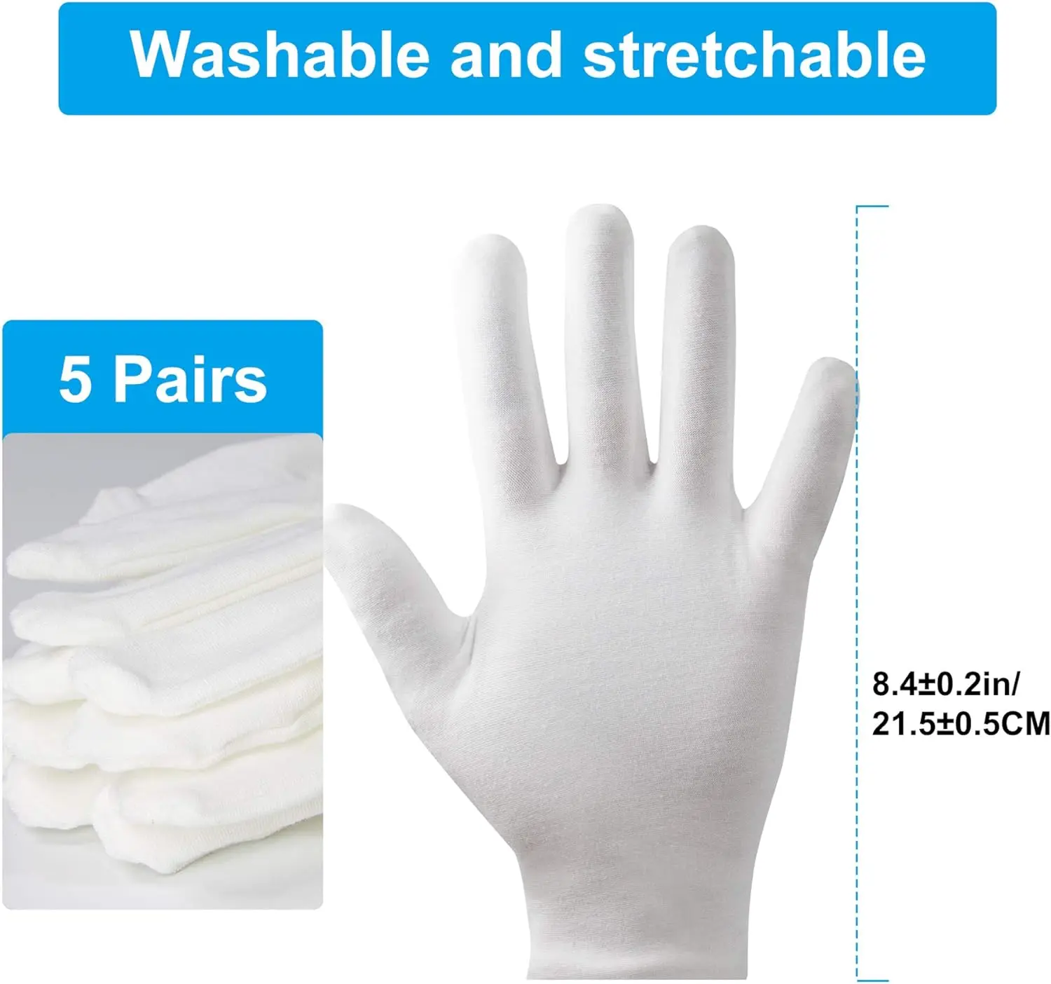 5Pairs(10Pcs) Moisturizing Gloves Overnight, Cotton Gloves for Dry Hands Eczema,White Cotton Gloves for Men and Women,Washable SPA Cotton Inspection Gloves, One Size Fit Most Cloth Gloves…