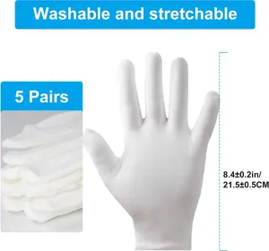 5Pairs(10Pcs) Moisturizing Gloves Overnight, Cotton Gloves for Dry Hands Eczema,White Cotton Gloves for Men and Women,Washable SPA Cotton Inspection Gloves, One Size Fit Most Cloth Gloves…
