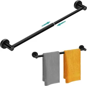 Mgahyi Towel Racks for Bathroom-Adjustable Towel Holder(13.18Inch-24Inch) Sturdy and Rustproof Towel Bar Wall Mounted, Single Towel Bar Rod for Bathroom Accessories(1Pack,Black) MGahyi