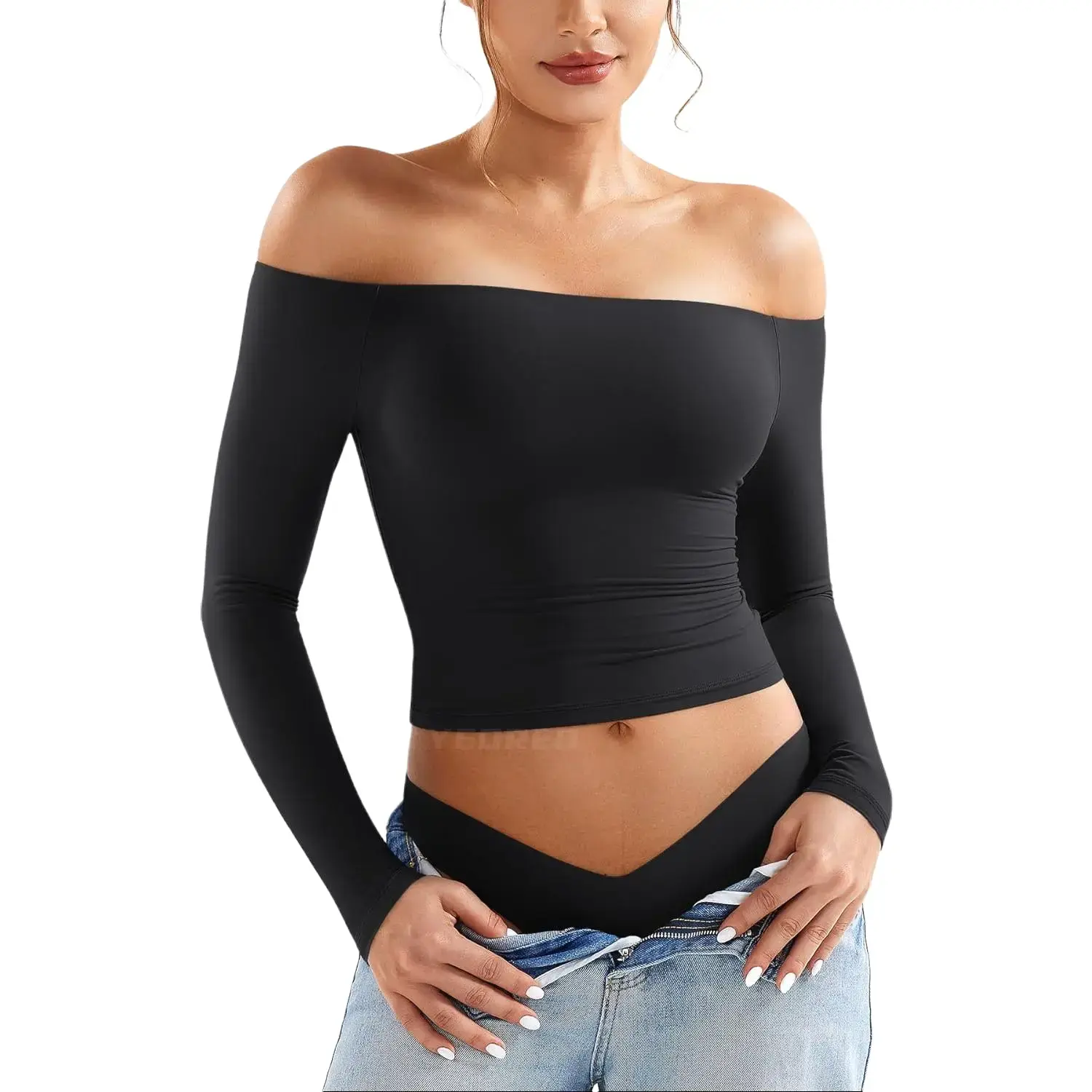 navy off shoulder top - TikTok Shop