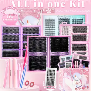 15-Piece Gift Box Set: Lash Clusters, Volume Lash Clusters, Individual False Eyelash Set. Large Capacity, mixed 50D/60D/80D options. Ultra-thick & dense style, soft and lightweight. Includes glue, 2 tweezers, 2 brushes, Eyelash Extensions Kit