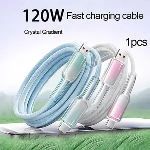 NEW 120W gradient fast-charging braided data cable, cable length 1.5M/59.05in USB-C phone gradient charging cable, suitable for Samsung, Huawei, vivo, Apple 15/16 and other Type-C interface fast-charging cables, providing high-speed USB-C charging for mob